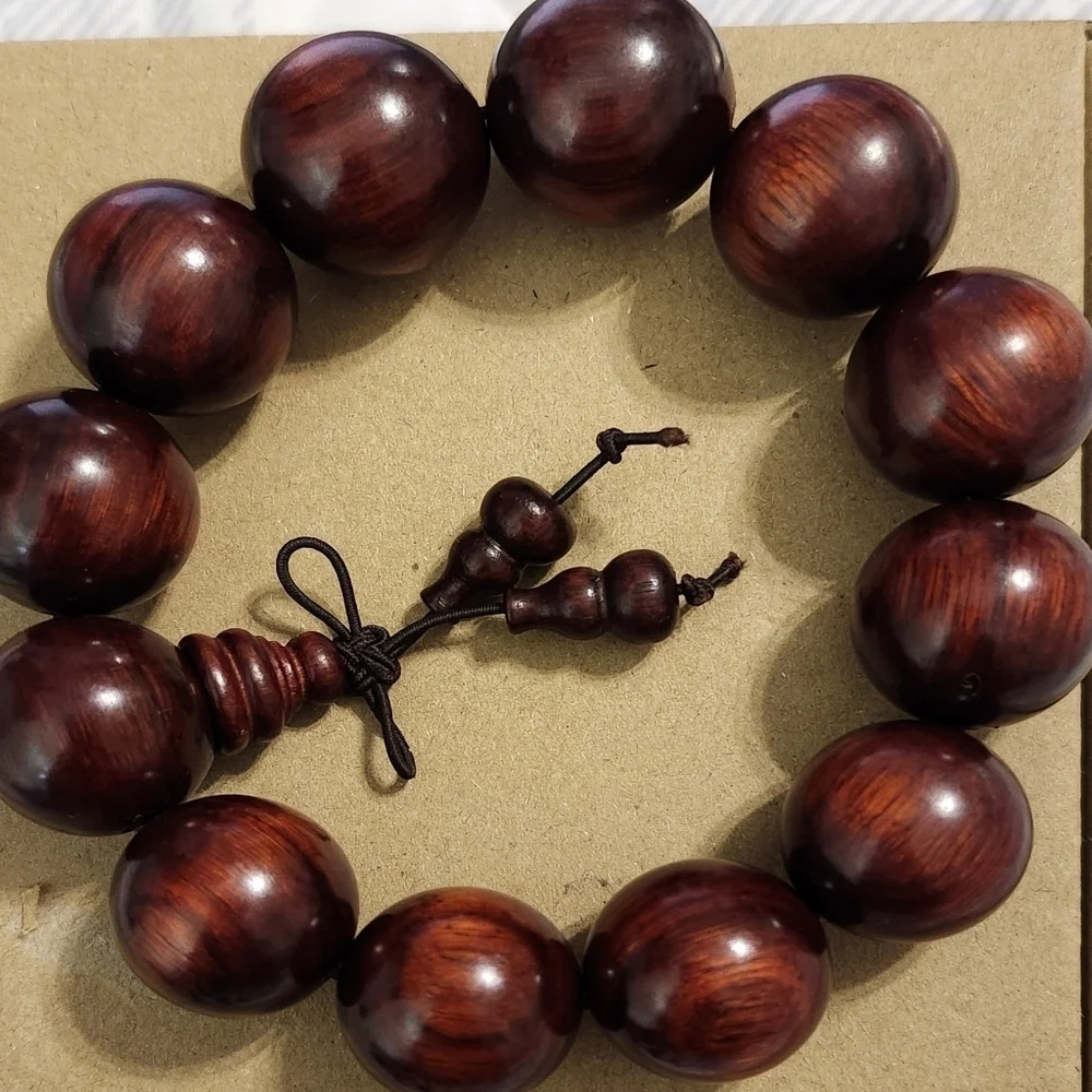 Natural Rosewood Bead Bracelet with Tassel